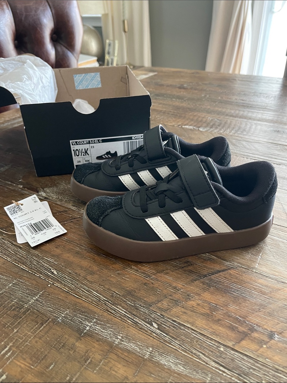 adidas Kids VL Court 2.0 Black/White Sneakers